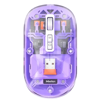 ماوس شفاف دو حالته بی‌سیم و بلوتوث بنفش مدل BTM005