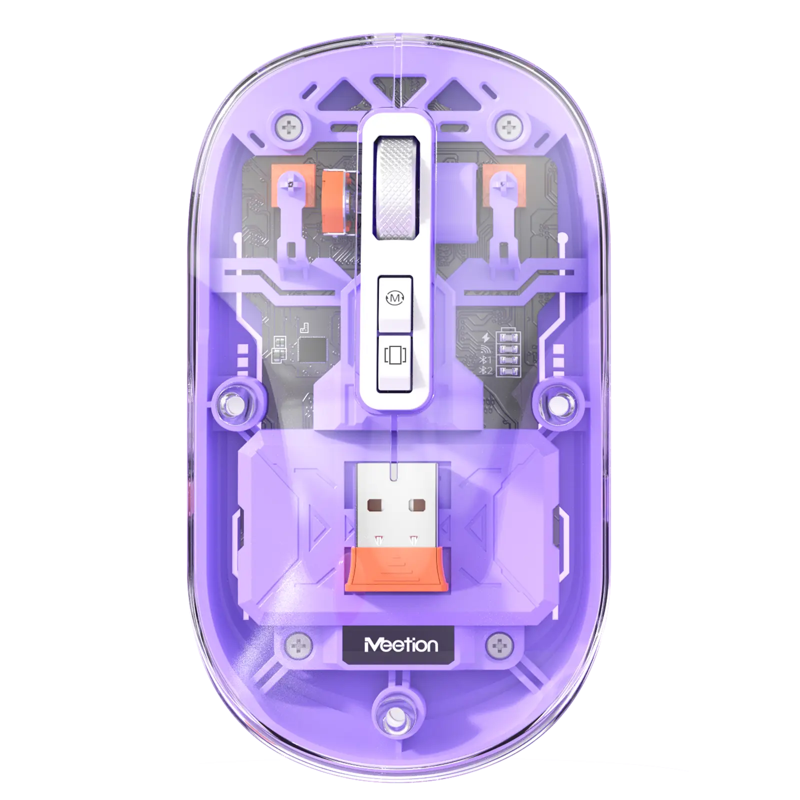 ماوس شفاف دو حالته بی‌سیم و بلوتوث بنفش مدل BTM005