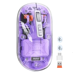 ماوس شفاف دو حالته بی‌سیم و بلوتوث بنفش مدل BTM005