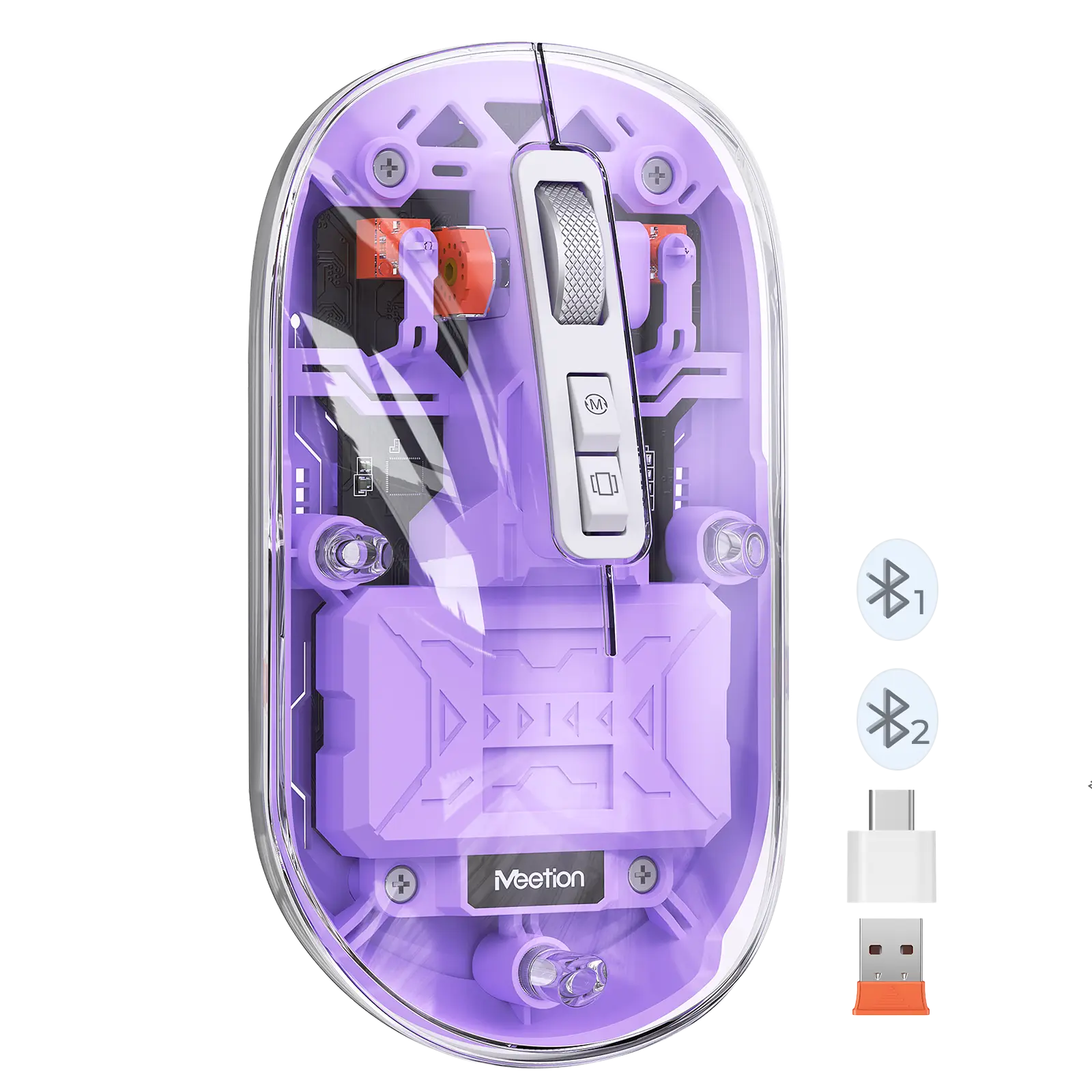 ماوس شفاف دو حالته بی‌سیم و بلوتوث بنفش مدل BTM005