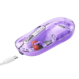 ماوس شفاف دو حالته بی‌سیم و بلوتوث بنفش مدل BTM005