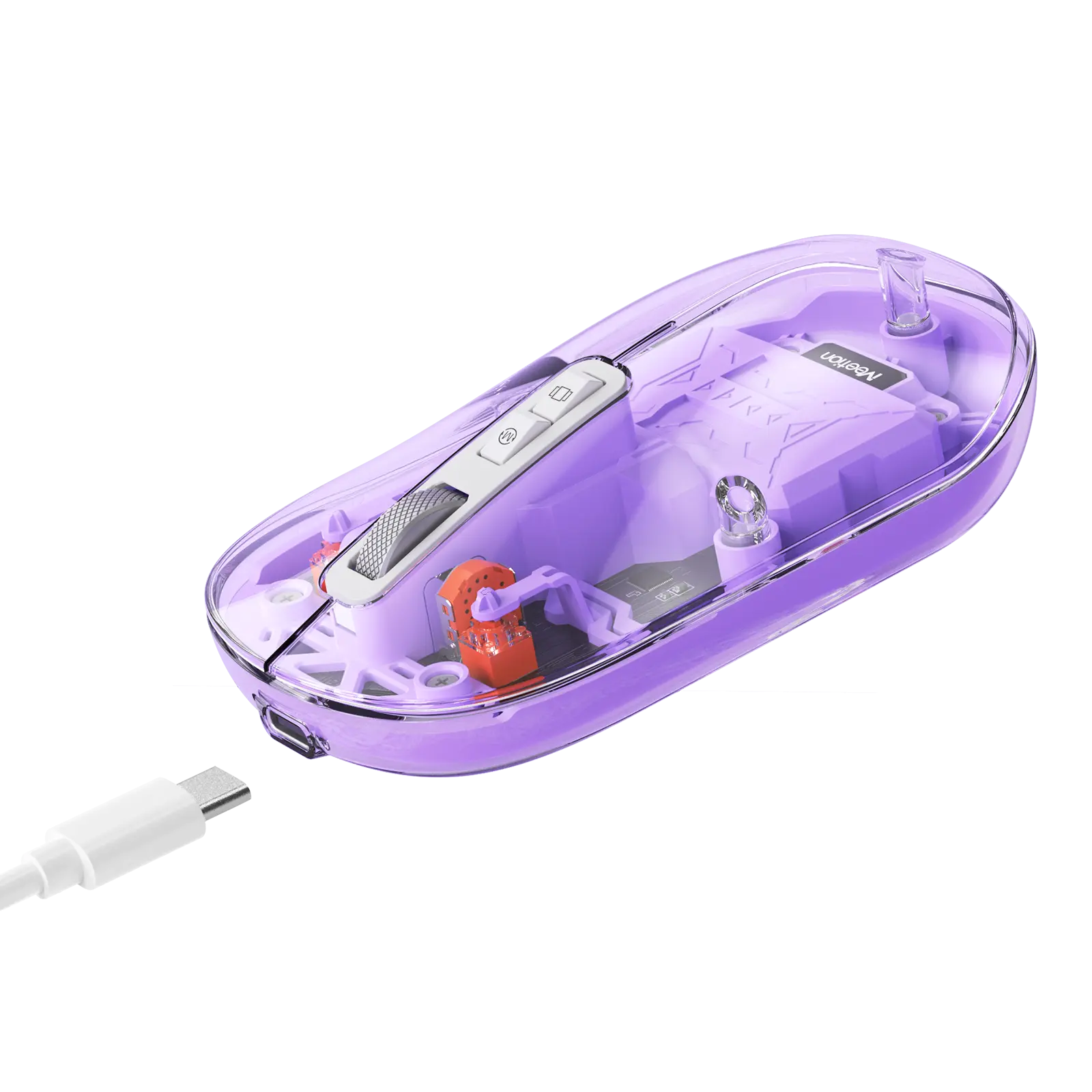 ماوس شفاف دو حالته بی‌سیم و بلوتوث بنفش مدل BTM005