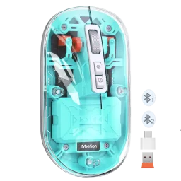 ماوس شفاف دو حالته بی‌سیم و بلوتوث سبز مدل BTM005