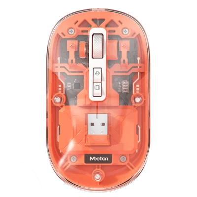 ماوس شفاف دو حالته بی‌سیم و بلوتوث نارنجی مدل BTM005