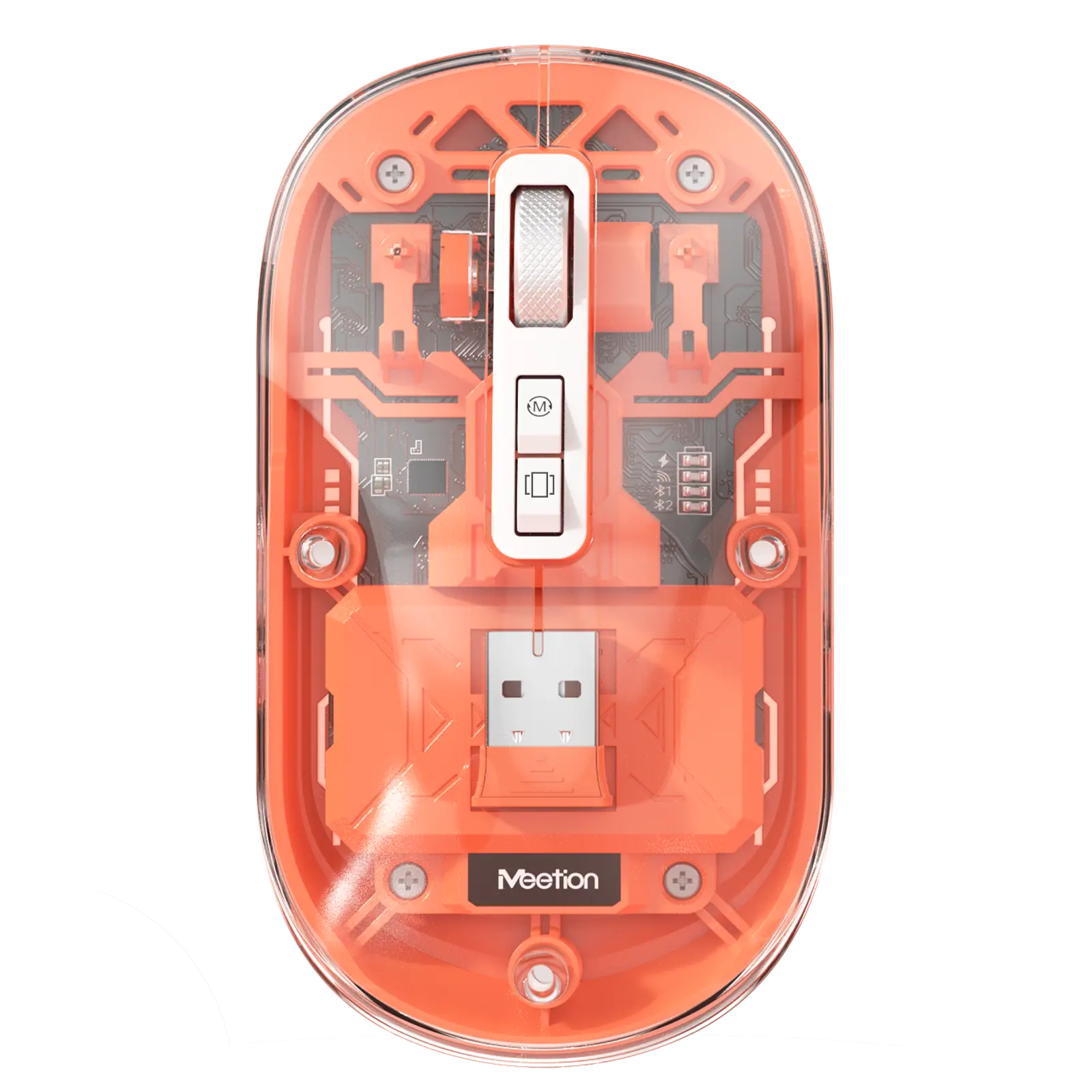 ماوس شفاف دو حالته بی‌سیم و بلوتوث نارنجی مدل BTM005