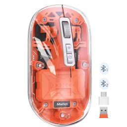 ماوس شفاف دو حالته بی‌سیم و بلوتوث نارنجی مدل BTM005